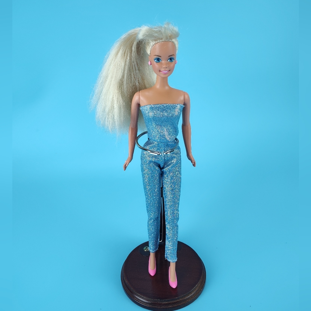 Mattel Vintage 1990s Barbie Doll 12" Bleach Blonde Hair + 1 Pc Bodysuit Shoes VG